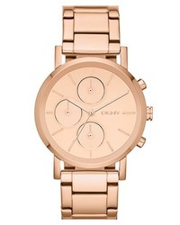DKNY Soho Mirror Dial Chronograph Bracelet Watch 38mm Rose Gold