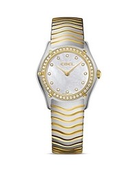 Ebel Wave Steel 18k Yellow Gold Diamond Studded Watch 273mm