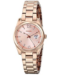 Fossil Es3584 Small Perfect Boyfriend Three Hand Stainless Steel Watch Rose Gold Tone