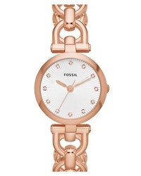 Fossil Chain Bracelet Watch 28mm Rose Gold