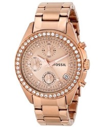 Fossil Es3352 Decker Chronograph Rose Gold Tone Stainless Steel Watch