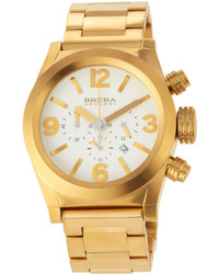 Brera Gold Plated Stainless Steel White Dial Chronograph Watch