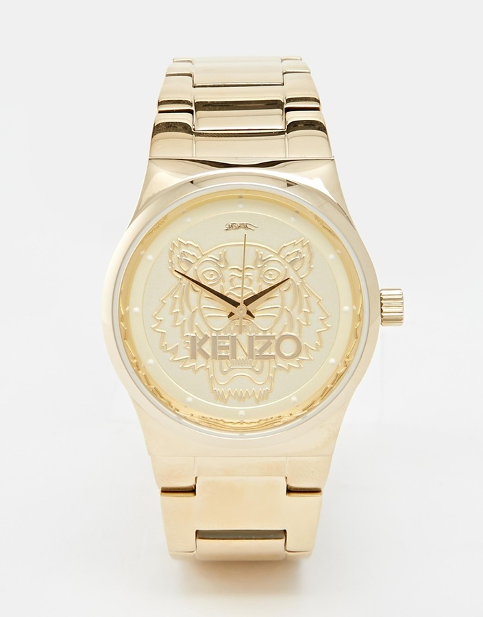 Kenzo Gold Small Tiger Head Watch, $447 | Asos | Lookastic