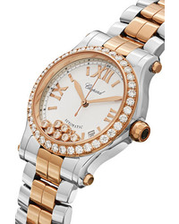 Chopard Happy Sport 36mm 18 Karat Gold Stainless Diamond And Mother Of Pearl Watch