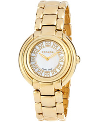Escada Ion Gold Plated Stainless Steel Ivory Two Hand Watch