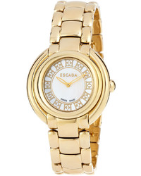 Escada Ion Gold Plated Stainless Steel Ivory Two Hand Watch