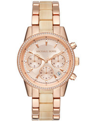 Michael Kors Michl Kors 37mm Ritz Chronograph Bracelet Watch In Rose Goldenchampagne