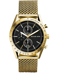 Michael Kors Michl Kors Chronograph Accelerator Gold Tone Stainless Steel Mesh Bracelet Watch 42mm Mk8388