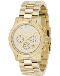 Michael Kors Michl Kors Chronograph Runway Gold Tone Stainless Steel Bracelet Watch 38mm Mk5055