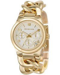 Michael Kors Michl Kors Chronograph Runway Twist Gold Ion Plated Stainless Steel Bracelet Watch 38mm Mk3131