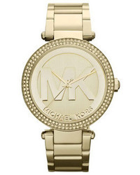Michael Kors Michl Kors Golden Stainless Steel Parker Chronograph Glitz Watch