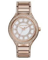 Michael Kors Michl Kors Kerry Rose Goldtone Stainless Steel Mother Of Pearl Glitz Bracelet Watch
