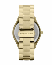 Michael Kors Michl Kors Mid Size Goldenpink Stainless Steel Runway Three Hand Watch