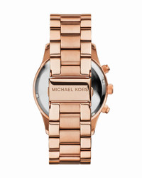 Michael Kors Michl Kors Mid Size Rose Golden Stainless Steel Layton Glitz Watch