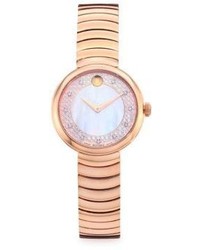 Movado Myla Diamond Mother Of Pearl Rose Goldtone Stainless Steel Bracelet Watch