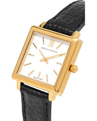 Larsson & Jennings Norse Textured Leather And Gold Plated Watch