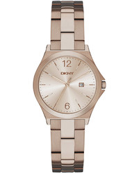 DKNY Parsons Beige Gold Tone Stainless Steel Bracelet Watch 34mm Ny2368