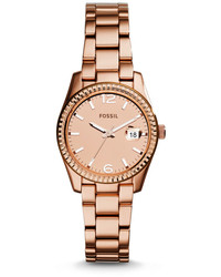 Fossil Perfect Boyfriend Small Three Hand Date Stainless Steel Watch Rose