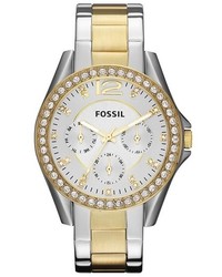 Fossil Riley Round Crystal Bezel Bracelet Watch 38mm