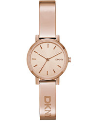 DKNY Soho Rose Gold Tone Stainless Steel Half Bangle Bracelet Watch 24mm Ny2308
