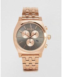 Nixon Time Teller Chronograph Watch In Rose Gold