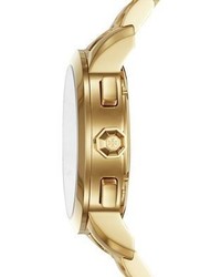 Tory Burch Tory Chronograph Goldtone Stainless Steel Black Mother Of Pearl Bracelet Watch
