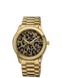 Vernier Boyfriend Gold Leopard Glitter Dial Quartz Watch