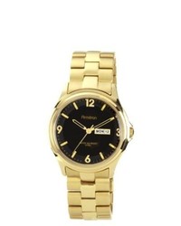 VLC Distribution co Armitron Gold Ip Plated Dress Watch With Black Dial