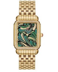 Michele Watches Deco Ii 18 Bijoux Diamond 18k Goldplated Stainless Steel Bracelet Watch