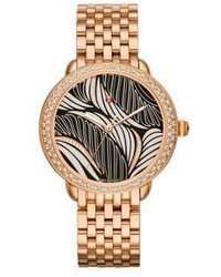 Michele Watches Serein 16 Willow Diamond 18k Rose Gold Bracelet Watch