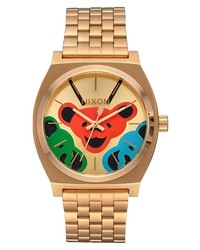 Nixon X Grateful Dead The Time Teller Stainless Bracelet Watch In All Gold Bear Faces At Nordstrom