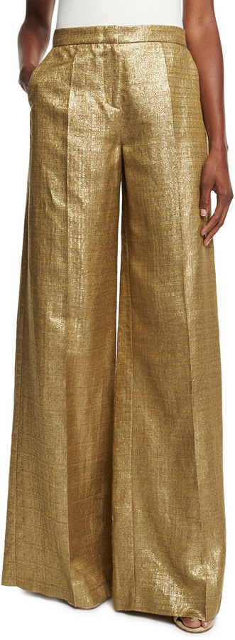 ASOS DESIGN oversized tapered suit trousers in gold metallic  ASOS