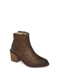 Gold Woven Leather Ankle Boots