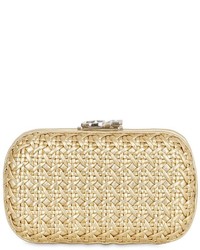Gold Woven Leather Clutch