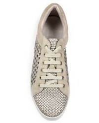 Joie Duha Perforated Woven Metallic Leather Sneakers