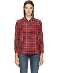 Green and Red Plaid Dress Shirt