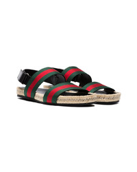 Gucci Green And Red Web Sandals