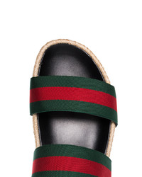 Gucci Green And Red Web Sandals