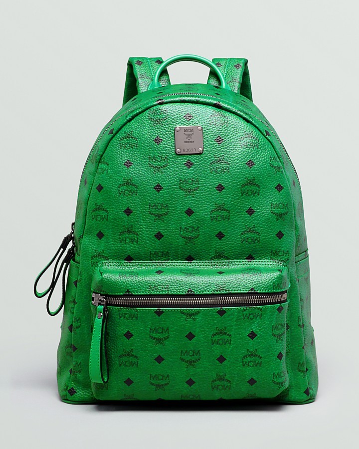 MCM Side Stud Mini Crown Stark Backpack Green 322969
