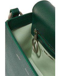 Off-White Textured Leather Shoulder Bag Forest Green
