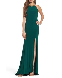 Green Beaded Evening Dress
