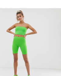 Bershka X Pantone Legging Shorts In Neon Green