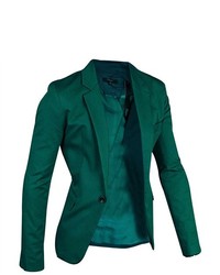 Unique-Bargains Dark Green Long Sleeves Two Flap Pocket Size M Blazer For Man