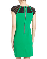 Green & Black Julia Jordan Pleated Sheath Dress Greenblack