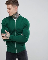 ASOS DESIGN Muscle Jersey Bomber Jacket In Green