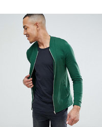 ASOS DESIGN Tall Muscle Jersey Bomber Jacket In Green