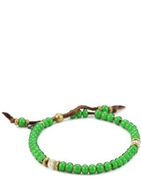 M.Cohen Handmade Designs African Glass Trading Bead Dark Green On Deerskin Leather Bracelet