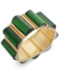 Bar III Gold Tone Green Stone Stretch Bracelet