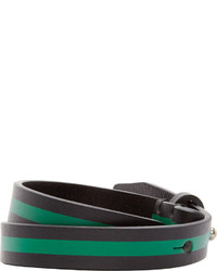 DSQUARED2 Black Green Leather Wrap Bracelet