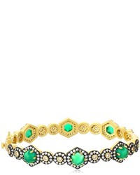 Freida Rothman Green Agate Vintage Hinge Bangle Bracelet